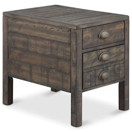 2 Drawer Rectangular End Table in Weathered Bourbon